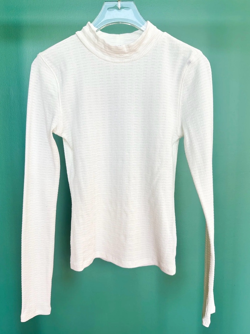 Off White Textured High Neck Top